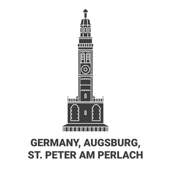 Alemania Augsburgo San Pedro Perlach Recorrido Hito Línea Vector Ilustración — Archivo Imágenes Vectoriales