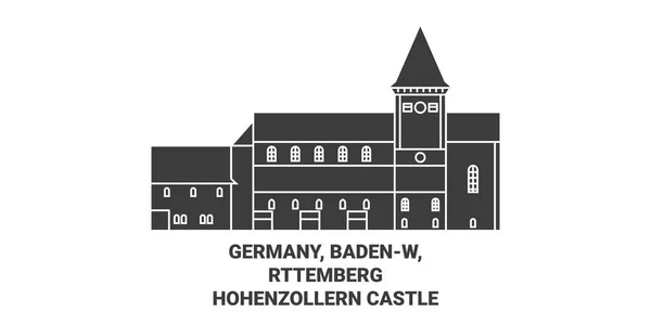 Allemagne Badenw Rttemberghohenzollern Château Illustration Vectorielle Ligne Voyage — Image vectorielle