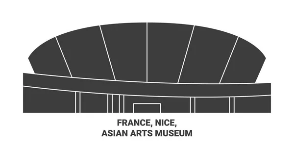 France Nice Musée Des Arts Asiatiques Illustration Vectorielle Ligne Voyage — Image vectorielle