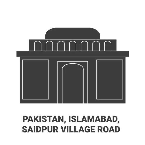 Paquistão Islamabad Saidpur Village Road Viagem Marco Linha Vetor Ilustração —  Vetores de Stock