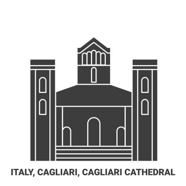 İtalya, Cagliari, Cagliari Katedrali seyahat çizgisi çizgisi çizimi