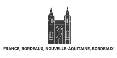 Fransa, Bordeaux, Nouvelleaquitaine, Bordeaux seyahat çizgisi vektör ilüstrasyonu