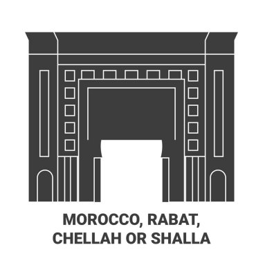 Fas, Rabat, Chellah veya Shalla seyahat çizgisi çizgisi çizimi