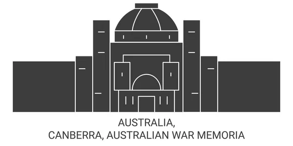 Australia Canberra Australian War Memoria Travels Landmark Line Vector Illustration — стоковий вектор