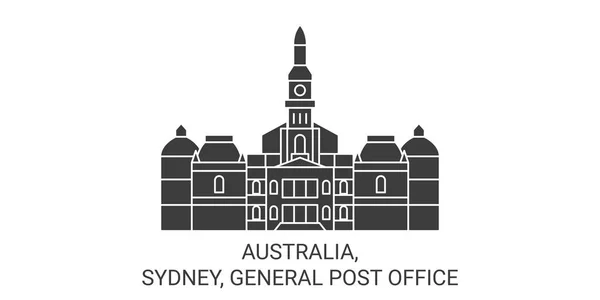 澳大利亚悉尼邮政总局旅行地标线矢量图解 — 图库矢量图片