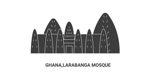 stock vector Ghana,Larabanga Mosque, travel landmark line vector illustration