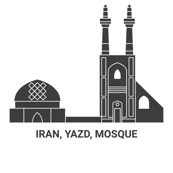 Irán Yazd Mezquita Jmeh Recorrido Hito Línea Vector Ilustración — Vector de stock