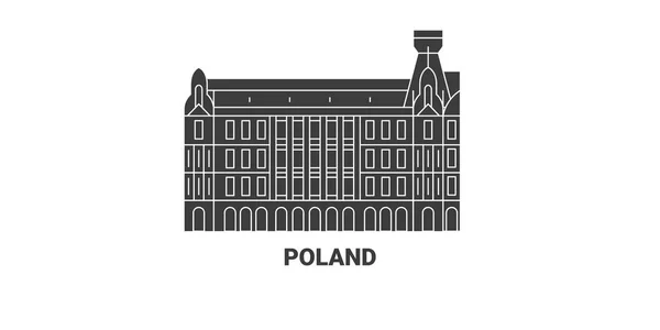 Polonia Línea Referencia Viaje Vector Ilustración — Vector de stock