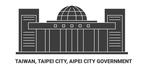 Taiwan Taipei City Aipei City Government Travel Landmark Line Celebration — стоковий вектор