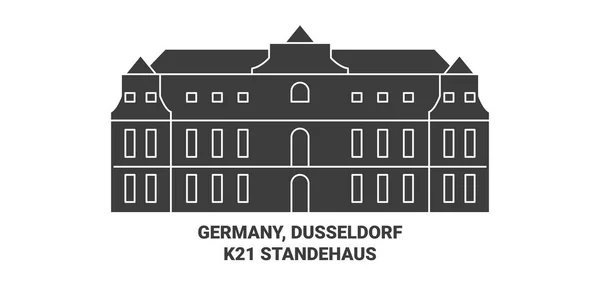 Tyskland Düsseldorf Standehaus Resa Landmärke Linje Vektor Illustration — Stock vektor