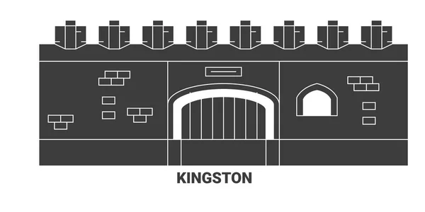 stock vector Jamaica, Kingston travel landmark line vector illustration