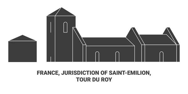 France Jurisdiction Saintemilion Tour Roy Travel Landmark Line Vector Illustration — 스톡 벡터