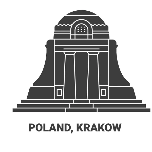 Pologne Cracovie Illustration Vectorielle Ligne Repère Voyage — Image vectorielle