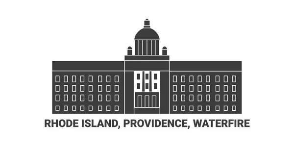 Estados Unidos Rhode Island Providence Waterfire Viagem Marco Linha Vetor —  Vetores de Stock