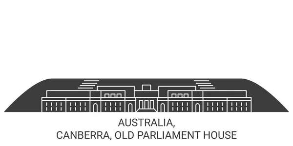 Australia Canberra Old Parliament House Travels Landmark Line Vector Illustration — стоковий вектор