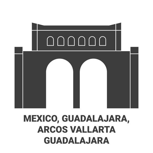 Mexico Guadalajara Arcos Vallarta Guadalajara Reis Oriëntatiepunt Vector Illustratie — Stockvector