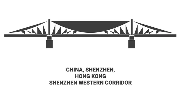 China Shenzhen Hong Kongshenzhen Western Corridor Recorrido Hito Línea Vector — Vector de stock