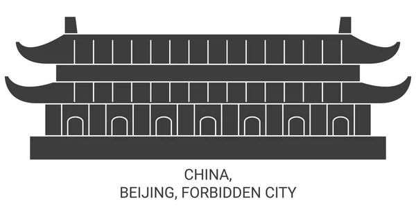 China Pequim Cidade Proibida Viagens Marco Linha Vetor Ilustração — Vetor de Stock
