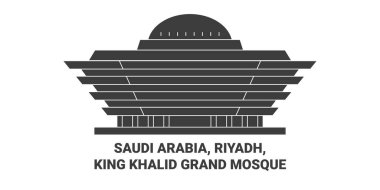 Suudi Arabistan, Riyad, Kral Khalid Büyük Camii seyahat çizgisi çizimi