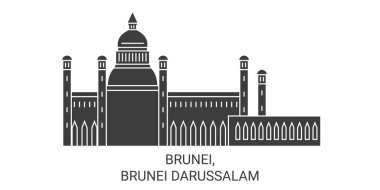 Brunei, Brunei Darussalam seyahat çizgisi vektör ilüstrasyonu