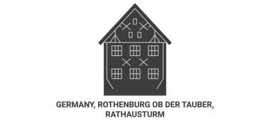 Almanya, Rothenburg Ob Der Tauber, Rathausturm seyahat çizgisi vektör ilüstrasyonu