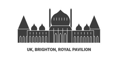İngiltere, Brighton, Royal Pavilion, seyahat çizgisi vektör ilüstrasyonu