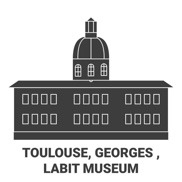 France Toulouse Georges Labit Museum Travel Landmark Line Vector Illustration — 스톡 벡터