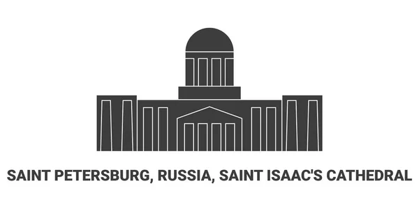 Rusia San Petersburgo Catedral San Isaacs Ilustración Vector Línea Referencia — Archivo Imágenes Vectoriales