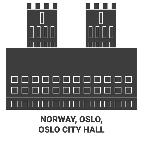 Norvegia Oslo Oslo City Hall Immagini Vettoriali Riferimento Viaggio — Vettoriale Stock