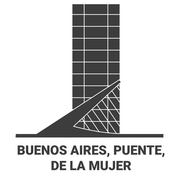Argentyna Buenos Aires Puente Mujer Podróży Punkt Orientacyjny Linii Wektor — Wektor stockowy