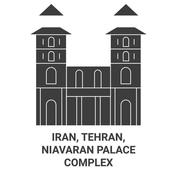 Iran Téhéran Niavaran Palace Illustration Vectorielle Ligne Voyage Historique Complexe — Image vectorielle