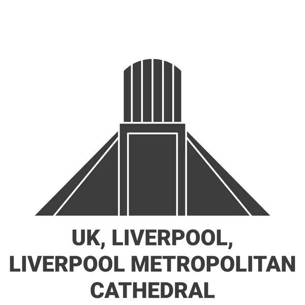Inglaterra Liverpool Liverpool Catedral Metropolitana Viagem Marco Linha Vetor Ilustração — Vetor de Stock
