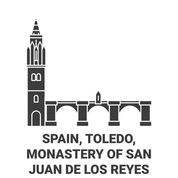 Spanien Toledo Klostret San Juan Los Reyes Resa Landmärke Linje — Stock vektor