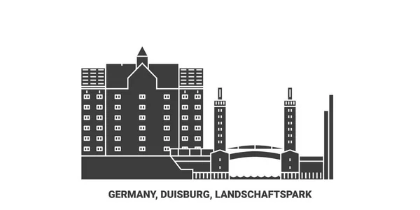 Alemania Duisburg Landschaftspark Recorrido Hito Línea Vector Ilustración — Vector de stock