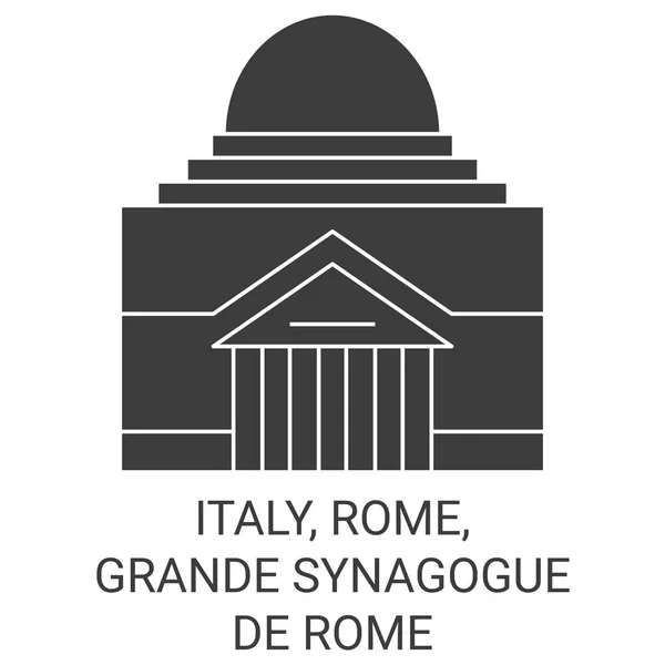 Italië Rome Grande Synagoge Rome Reis Oriëntatiepunt Lijn Vector Illustratie — Stockvector