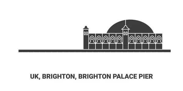 Anglia Brighton Brighton Palace Pier Utazás Mérföldkő Vonal Vektor Illusztráció — Stock Vector