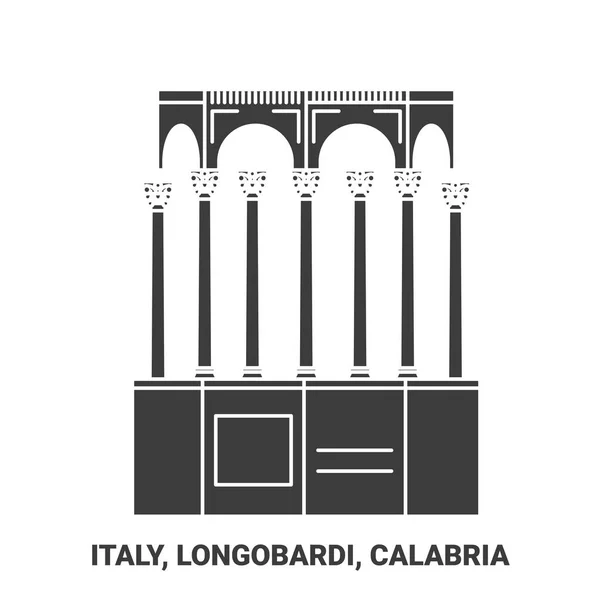 Italie Longobardi Calabre Voyages Illustration Vectorielle Ligne Repère Voyage — Image vectorielle