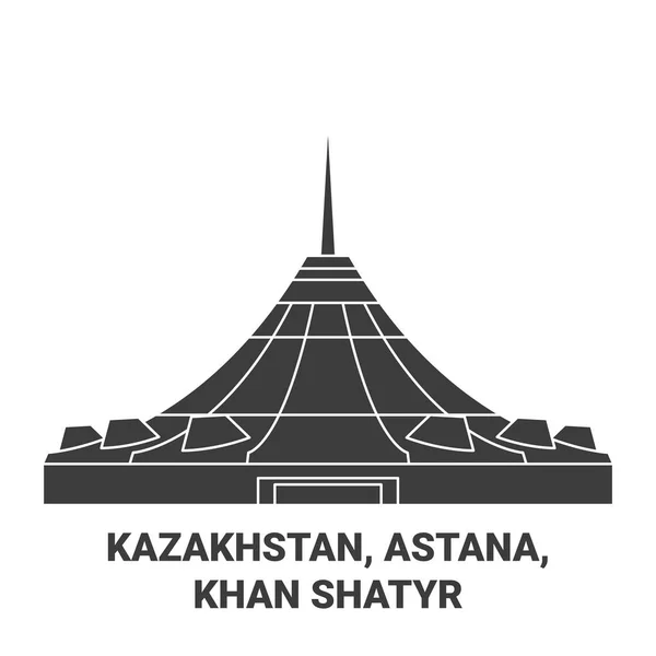 Kazachstan Astana Khan Shatyr Reizen Oriëntatiepunt Lijn Vector Illustratie — Stockvector