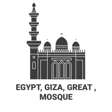 Mısır, Giza, Büyük, Cami seyahat çizgisi vektör ilüstrasyonu
