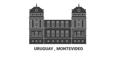 Uruguay, Montevideo seyahat çizgisi vektör illüstrasyonu