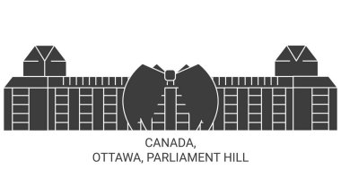 Kanada, Ottawa, Parliament Hill seyahat çizgisi vektör ilüstrasyonu