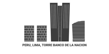 Peru, Lima, Torre Banco De La Nacion seyahat çizgisi çizelgesi çizimi