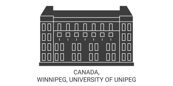 Canadá Winnipeg Universidad Unipeg Viaje Hito Línea Vector Ilustración — Vector de stock