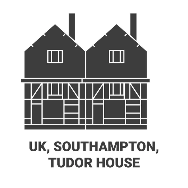 Inghilterra Southampton Tudor House Viaggi Punto Riferimento Linea Vettoriale Illustrazione — Vettoriale Stock