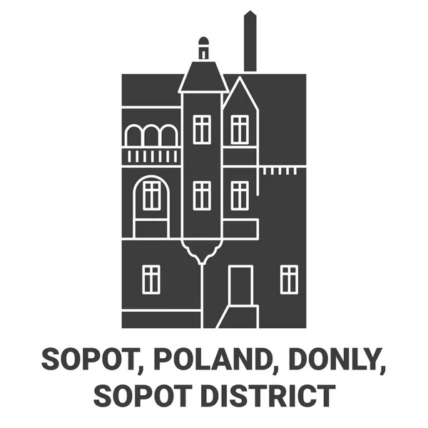 Pologne Sopot Donly Sopot District Illustration Vectorielle Ligne Repère Voyage — Image vectorielle