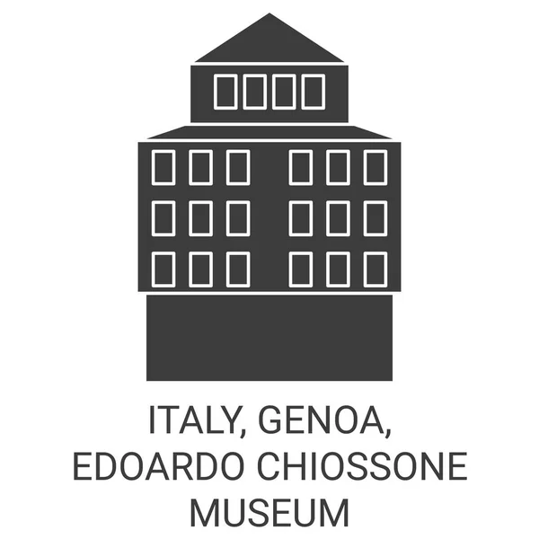 Italie Gênes Edoardo Chiossone Musée Voyage Illustration Vectorielle Ligne Historique — Image vectorielle