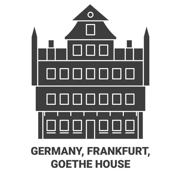 Deutschland Frankfurt Goethe Haus Reisewegweiser Linienvektorillustration — Stockvektor