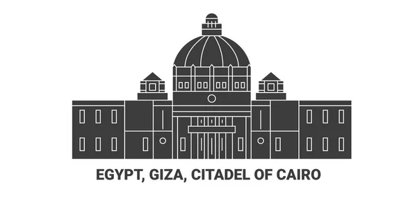 Égypte Gizeh Citadelle Caire Illustration Vectorielle Ligne Repère Voyage — Image vectorielle