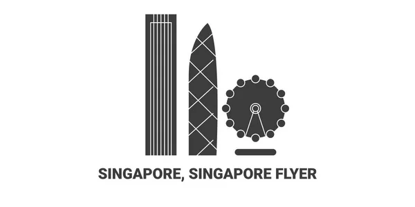 シンガポール シンガポールフライヤー 旅行ランドマークラインベクトルイラスト — ストックベクタ