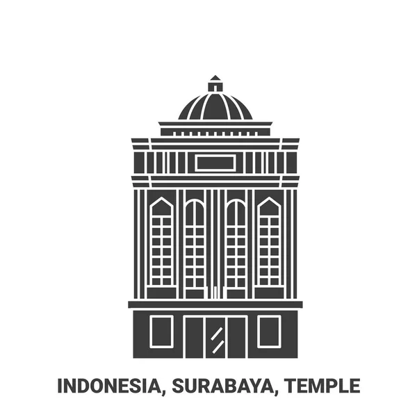 Indonésie Surabaya Voyages Illustration Vectorielle Ligne Repère Voyage — Image vectorielle